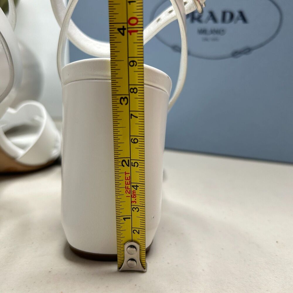 Prada Milano Calzature Donna Spazzolato Sandal Bianco Women IT 36.5/US 6.5 - Picture 7 of 12